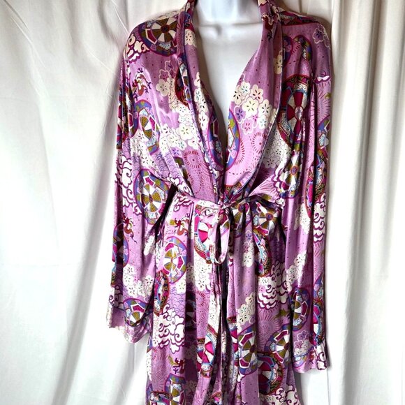 Nick & Nora Women's Size XXL Silk Robe Asian Dragon Purple - Picture 1 of 10
